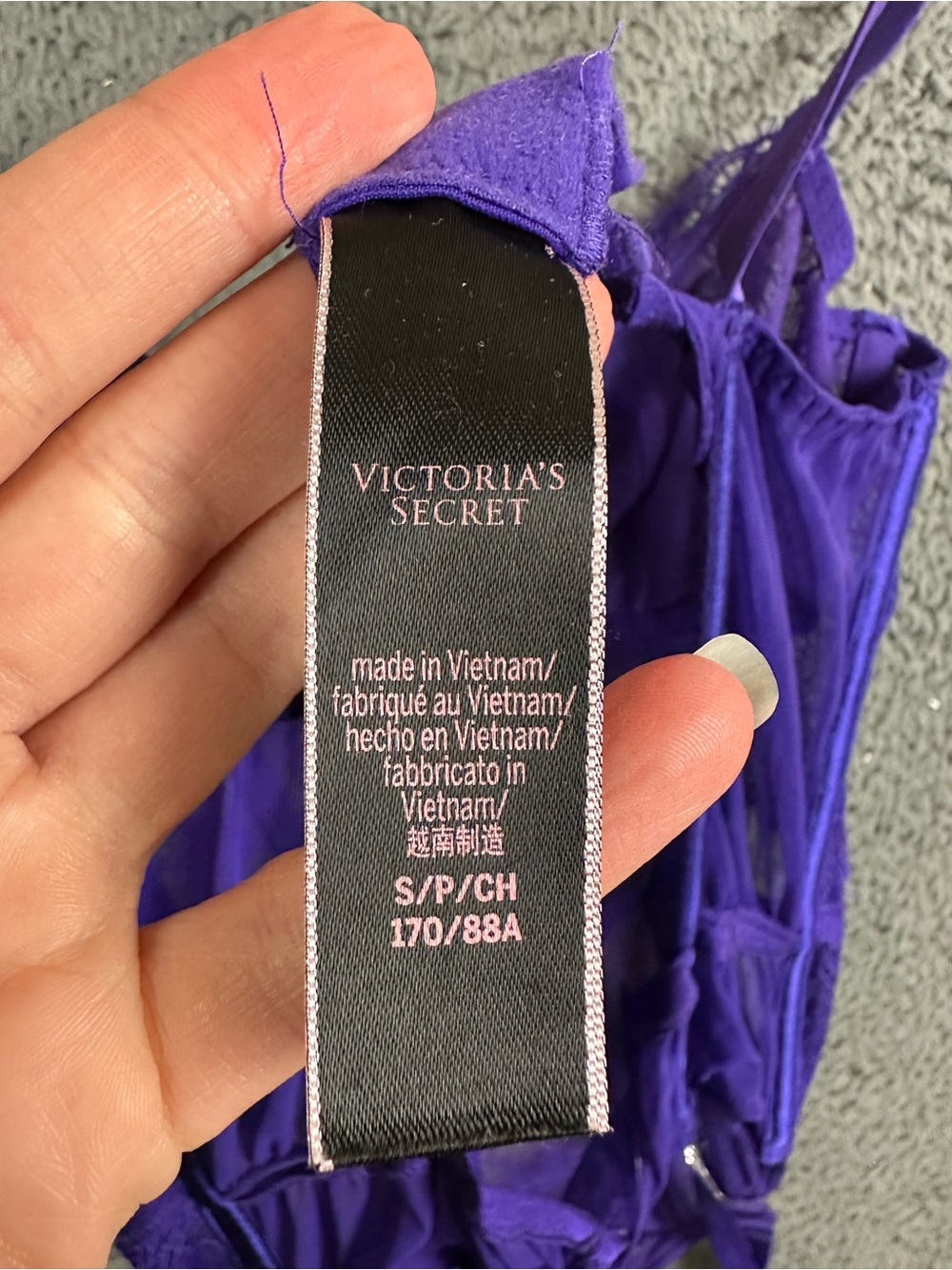 Victoria's Secret Purple Lace Rhinestone Strap Teddy Garter Bodysuit Small - Picture 3 of 5